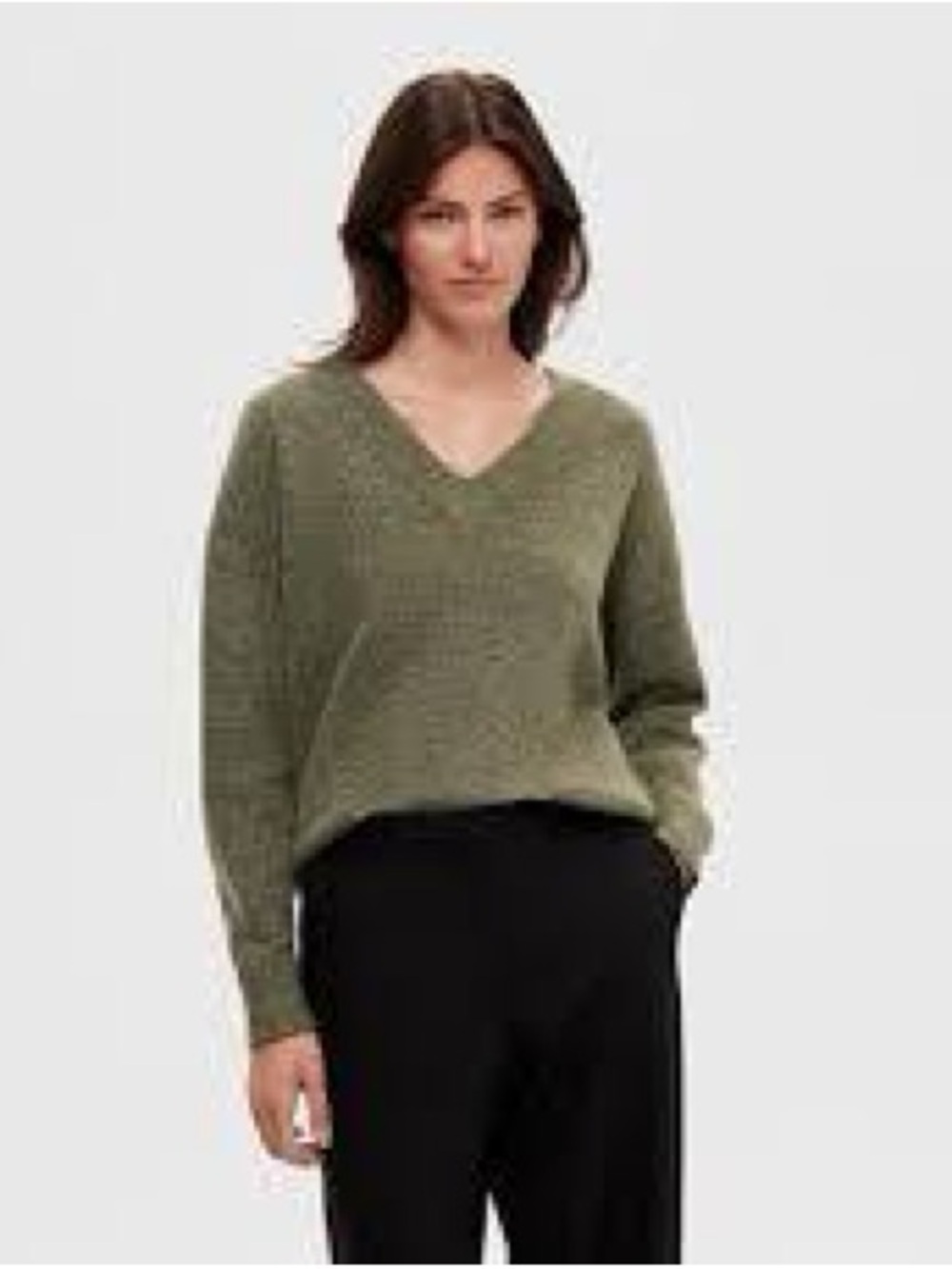 Selected Femme V Neck Knit Long Sleeve Relaxed Sweater M